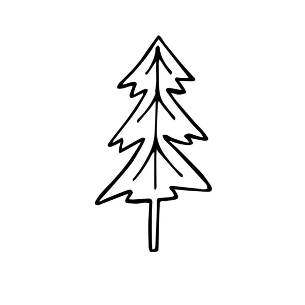 Sapins Noël Dessinés Main Dans Style Doodle Fond Vacances Illustration — Image vectorielle