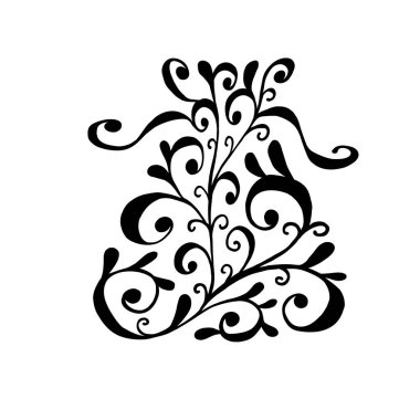 Beyaz arka planda izole edilmiş bir Noel hediyesi. Yeni yıl ve Noel çizimleri, karalama, eskiz, el çizimi. Basit illüstrasyon.