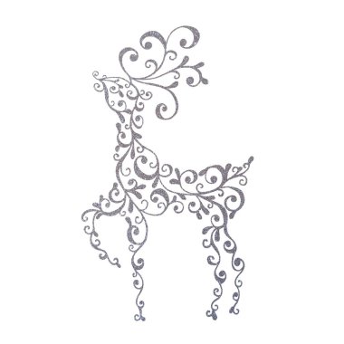 Beyaz arka planda izole edilmiş Noel simli geyiği. Yeni yıl ve Noel çizimleri, karalama, eskiz, el çizimi. Basit illüstrasyon.