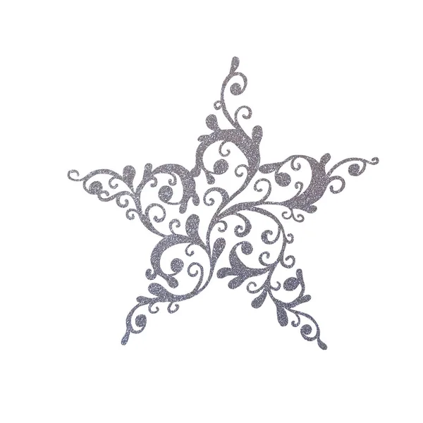 Gwiazdka Brokatowa Wyizolowana Białym Tle Nowy Rok Boże Narodzenie Linii — Zdjęcie stockowe