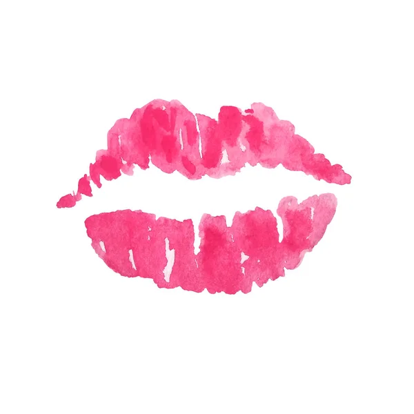 Giornata Mondiale Del Bacio Luglio Labbra Rosa Acquerello Stampa Labbra — Foto Stock
