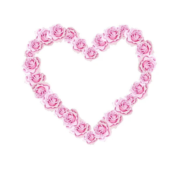 Corona Floral Acuarela Día San Valentín Rosas Rosadas Forma Corazón — Vector de stock