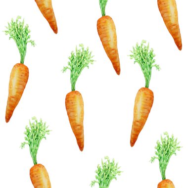 Paskalya suluboya desenleri, beyaz arka planda izole edilmiş parlak havuçlar. Tebrik kartları, ambalaj kağıtları, tasarımcı günlükleri, kumaşlar ve duvar kağıtları için şablon.