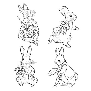 Peter Rabbit, sanat tarzı çizimler, karalama, karakterler..