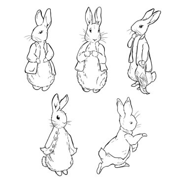 Peter Rabbit, sanat tarzı çizimler, karalama, karakterler..