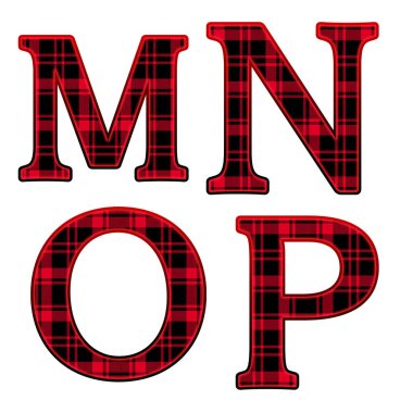 Noel Ekoseli Büyük Harfler seti, parlak kırmızı alfabe.