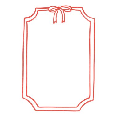 Kırmızı Doodle Frame, yay ile, tatil tasarımı için zarif kenar.