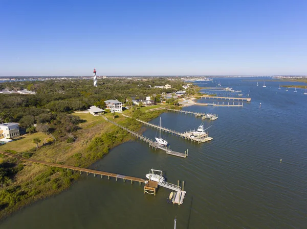 Augustine Lighthouse Aerial View Light National Historic Landmark Anastasia Island — Stock Photo, Image