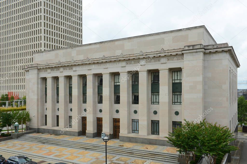 Tennessee Supreme Court Building next to the State Capitol was built in 1937 in Nashville, Tennessee, USA.
