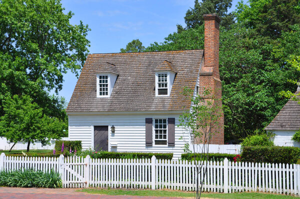 Antique House in Colonial Williamsburg, Virginia VA, USA.