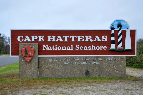 Σημάδι Του Cape Hatteras National Seastore Στη Βόρεια Καρολίνα Ηπα — Φωτογραφία Αρχείου