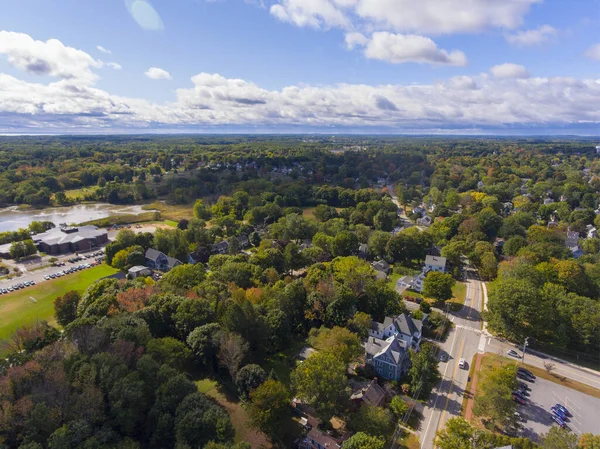 Portsmouth Historic City Center Waterfront Piscataqua River Aerial View New — Foto de Stock