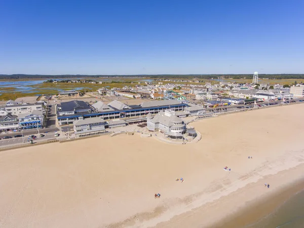 Widok Lotu Ptaka Hampton Beach Tym Zabytkowe Budynki Nabrzeża Ocean — Zdjęcie stockowe