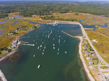 Rye Harbor Eyalet Parkı 'ndaki Rye Harbor hava manzaralı Rye, New Hampshire NH, ABD.