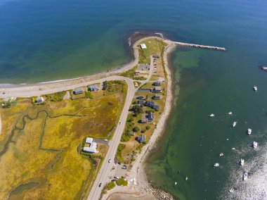 Rye Harbor Eyalet Parkı 'ndaki Rye Harbor hava manzaralı Rye, New Hampshire NH, ABD.
