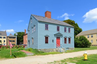 Wheelwright Evi 1780 'de Portsmouth, New Hampshire, ABD' deki Strawbery Banke Müzesi 'nde inşa edildi..