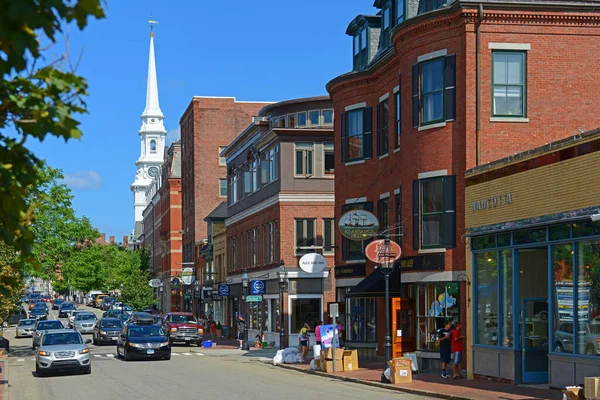 Prédios Históricos Congress Street Perto Market Square Centro Portsmouth New — Fotografia de Stock