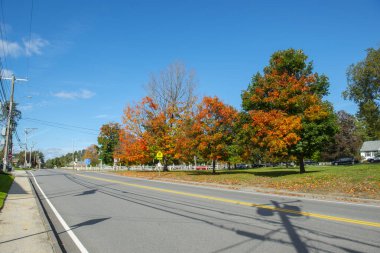 Son Dinlenme Mezarlığı ve Merrimack, New Hampshire, NH, ABD 'de yaprakları dökülen ağaçlar..