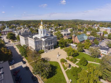 New Hampshire State House hava görüntüsü, Concord, New Hampshire NH, ABD. New Hampshire Eyalet Binası 1816 - 1819 yılları arasında inşa edilen en eski devlet binasıdır..
