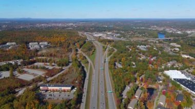 ABD 3. Otoyol 1. Çıkış ve sonbahar yapraklı manzara manzarası, New Hampshire NH, ABD.