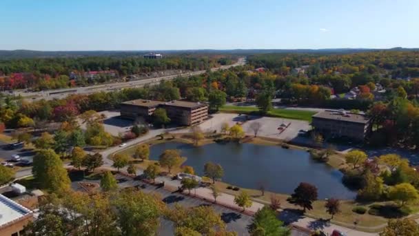 Nashua City Landscape Highway Exit Aerial View Fall Foliage City — Vídeos de Stock