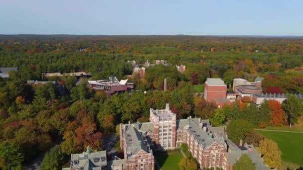 Wellesley College Légi Felvétel Beleértve Green Hall Tower Court Őszi — Stock videók