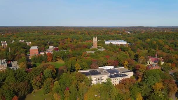 Widok Lotu Ptaka Wellesley College Tym Green Hall Tower Court — Wideo stockowe