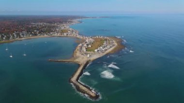 Scitate Limanı girişindeki Old Scitate Deniz Feneri, Massachusetts MA, ABD. 
