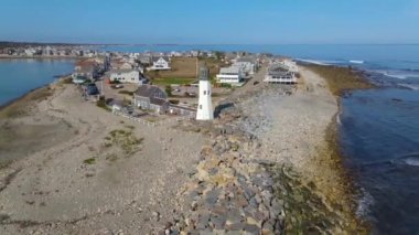 Scitate Limanı girişindeki Old Scitate Deniz Feneri, Massachusetts MA, ABD. 