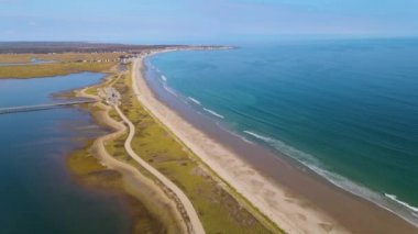 Long Island 'daki Duxbury Sahili ve Duxbury Körfezi hava manzaralı Massachusetts MA, ABD. 