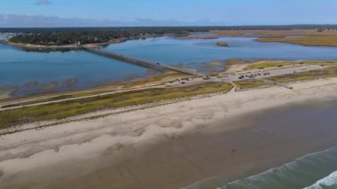Long Island 'daki Duxbury Sahili ve Duxbury Körfezi hava manzaralı Massachusetts MA, ABD. 