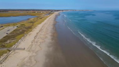 Long Island 'daki Duxbury Sahili ve Duxbury Körfezi hava manzaralı Massachusetts MA, ABD. 