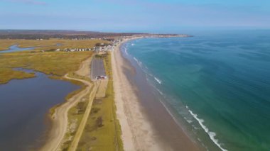 Long Island 'daki Duxbury Sahili ve Duxbury Körfezi hava manzaralı Massachusetts MA, ABD. 