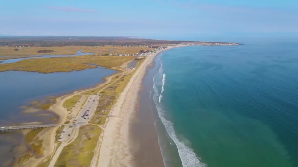 Duxbury Beach Long Island Duxbury Bay Widok Lotu Ptaka Miejscowości — Wideo stockowe