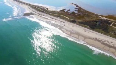 Long Island 'daki Duxbury Sahili ve Duxbury Körfezi hava manzaralı Massachusetts MA, ABD. 