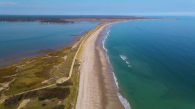Long Island 'daki Duxbury Sahili ve Duxbury Körfezi hava manzaralı Massachusetts MA, ABD. 