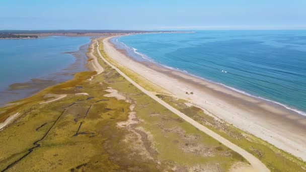 Duxbury Beach Long Island Duxbury Bay Aerial View Town Duxbury — Stock Video