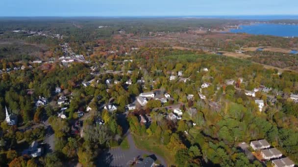 Duxbury Landscape Including Duxbury Bay Marsh Town Center Aerial View — Stockvideo