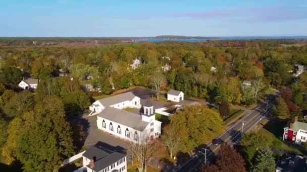 Kingston Historic Town Center Including Mayflower Congregational Church Restoration Community — Stock Video