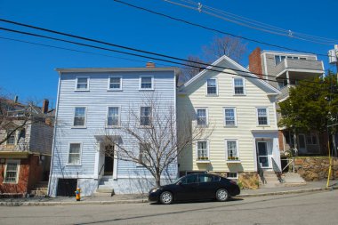 Marblehead Tarih Bölgesi, Marblehead Tarihi Bölgesi yakınlarındaki Washington Caddesi 'ndeki tarihi binalar, Marblehead, Massachusetts MA, ABD. 