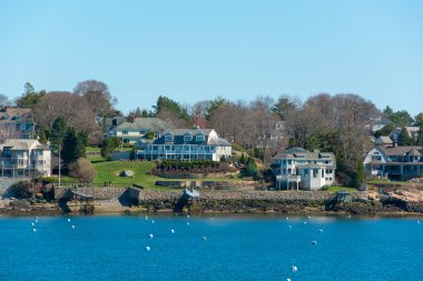 Marblehead Neck, Marblehead, Massachusetts MA, ABD 'deki tarihi rıhtım evleri.