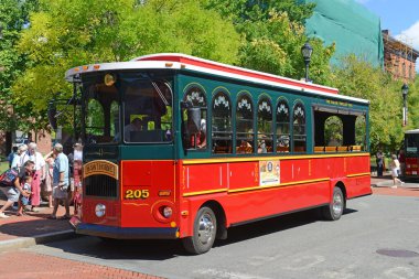 Salem Trolley in historic town Salem, Massachusetts MA, USA. clipart