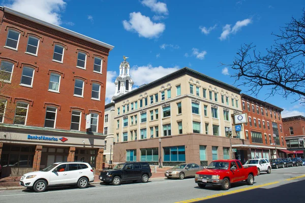 Historische Geschäftsgebäude Der Essex Street Zwischen Appleton Street Und Lawrence — Stockfoto