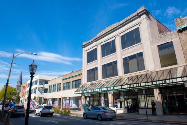 Fitchburg, Massachusetts MA, ABD 'deki Oliver Caddesi' ndeki tarihi ticari binalar.. 