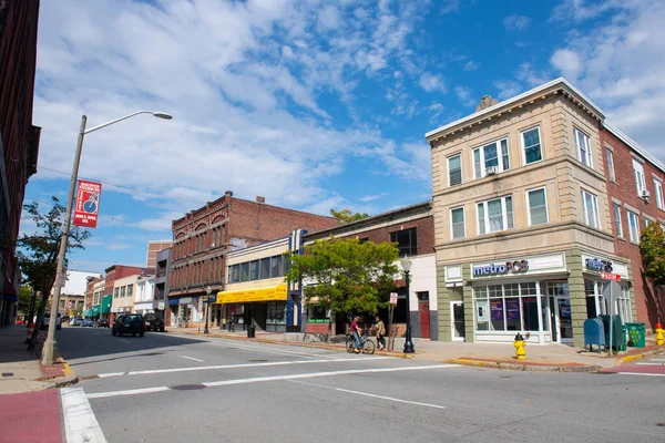 Historische Geschäftshäuser Der Main Street Der Innenstadt Von Fitchburg Massachusetts — Stockfoto