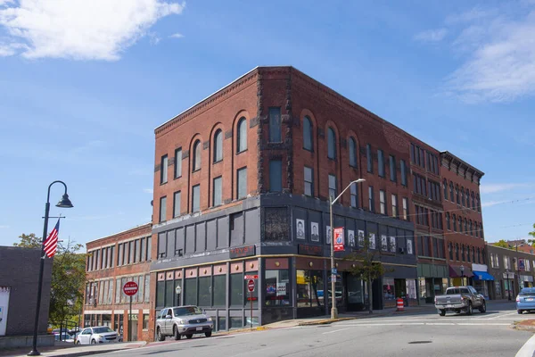 Historische Bedrijfsgebouwen Main Street Cushing Street Het Centrum Van Fitchburg — Stockfoto