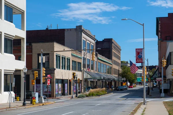 Historische Bedrijfsgebouwen Main Street Oliver Street Downtown Fitchburg Massachusetts Verenigde — Stockfoto