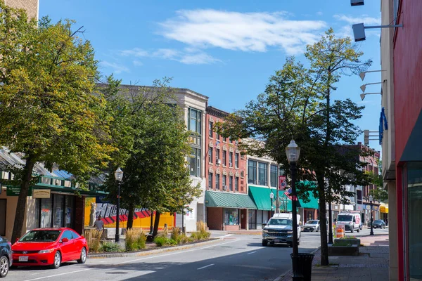 Fitchburg Şehir Merkezindeki Prichard Caddesi Ndeki Tarihi Ticari Binalar Massachusetts — Stok fotoğraf