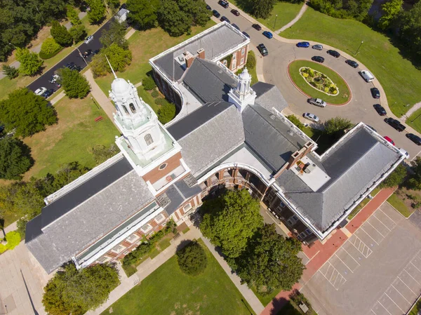 Newton City Hall Luchtfoto Uitzicht Het Centrum Van Newton Massachusetts — Stockfoto