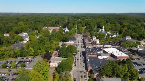 Légi Felvétel Történelmi Város Központjában Concord Utcán Város Concord Massachusetts — Stock videók